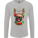 Christmas Pug Xmas Dog Mens Long Sleeve T-Shirt Sports Grey