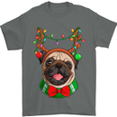 Christmas Pug Xmas Dog Mens T-Shirt 100% Cotton Charcoal