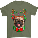 Christmas Pug Xmas Dog Mens T-Shirt 100% Cotton Military Green
