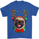 Christmas Pug Xmas Dog Mens T-Shirt 100% Cotton Royal Blue