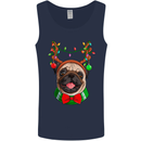 Christmas Pug Xmas Dog Mens Vest Tank Top Navy Blue