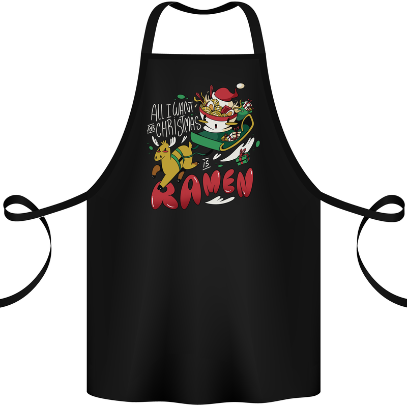 Christmas Ramen Funny Xmas Food Cotton Apron 100% Organic Black