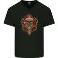 Christmas Reindeer Santa Skull Gothic Xmas Mens V-Neck Cotton T-Shirt Black