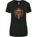 Christmas Reindeer Santa Skull Gothic Xmas Womens Wider Cut T-Shirt Black