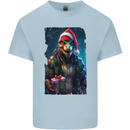 Christmas Reptile Dinosaur T-Rex Xmas Kids T-Shirt Childrens Light Blue