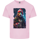 Christmas Reptile Dinosaur T-Rex Xmas Kids T-Shirt Childrens Light Pink