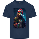 Christmas Reptile Dinosaur T-Rex Xmas Kids T-Shirt Childrens Navy Blue