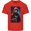 Christmas Reptile Dinosaur T-Rex Xmas Kids T-Shirt Childrens Red