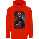 Christmas Reptile Dinosaur T-Rex Xmas Mens 80% Cotton Hoodie Bright Red