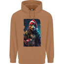 Christmas Reptile Dinosaur T-Rex Xmas Mens 80% Cotton Hoodie Caramel Latte