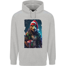 Christmas Reptile Dinosaur T-Rex Xmas Mens 80% Cotton Hoodie Sports Grey