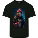 Christmas Reptile Dinosaur T-Rex Xmas Mens Cotton T-Shirt Tee Top Black