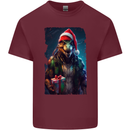 Christmas Reptile Dinosaur T-Rex Xmas Mens Cotton T-Shirt Tee Top Maroon