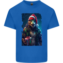 Christmas Reptile Dinosaur T-Rex Xmas Mens Cotton T-Shirt Tee Top Royal Blue