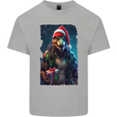 Christmas Reptile Dinosaur T-Rex Xmas Mens Cotton T-Shirt Tee Top Sports Grey
