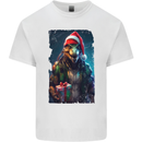 Christmas Reptile Dinosaur T-Rex Xmas Mens Cotton T-Shirt Tee Top White