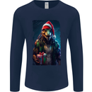 Christmas Reptile Dinosaur T-Rex Xmas Mens Long Sleeve T-Shirt Navy Blue