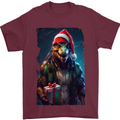 Christmas Reptile Dinosaur T-Rex Xmas Mens T-Shirt 100% Cotton Maroon