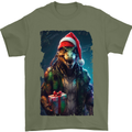 Christmas Reptile Dinosaur T-Rex Xmas Mens T-Shirt 100% Cotton Military Green
