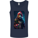 Christmas Reptile Dinosaur T-Rex Xmas Mens Vest Tank Top Navy Blue