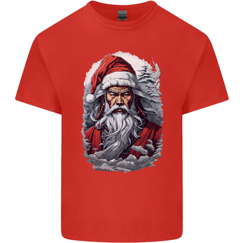Christmas Samurai Shogun MMA Warrior Mens Cotton T-Shirt Tee Top Red
