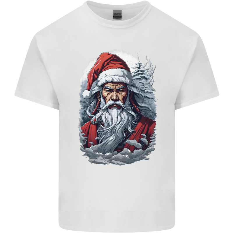 Christmas Samurai Shogun MMA Warrior Mens Cotton T-Shirt Tee Top White