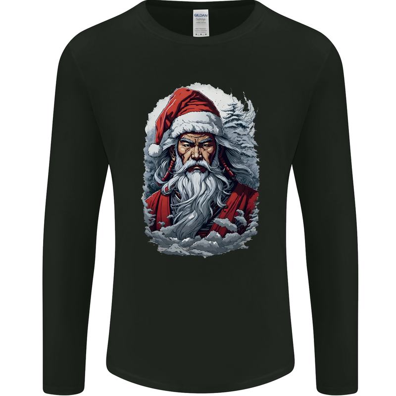 Christmas Samurai Shogun MMA Warrior Mens Long Sleeve T-Shirt Black