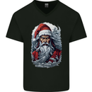 Christmas Samurai Shogun MMA Warrior Mens V-Neck Cotton T-Shirt Black