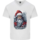 Christmas Samurai Shogun MMA Warrior Mens V-Neck Cotton T-Shirt White