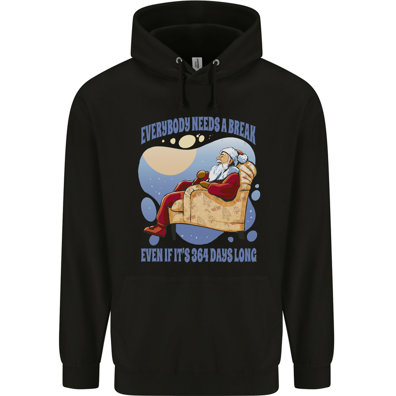 Christmas Santa Claus Needs a Break Xmas Childrens Kids Hoodie Black