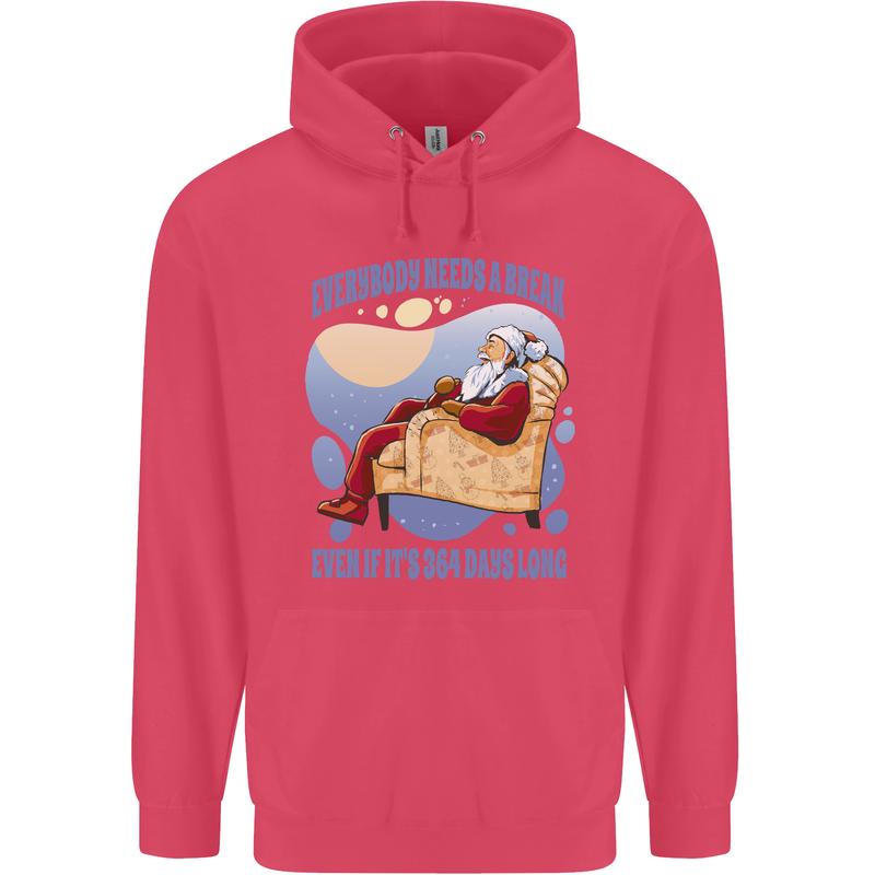 Christmas Santa Claus Needs a Break Xmas Childrens Kids Hoodie Heliconia