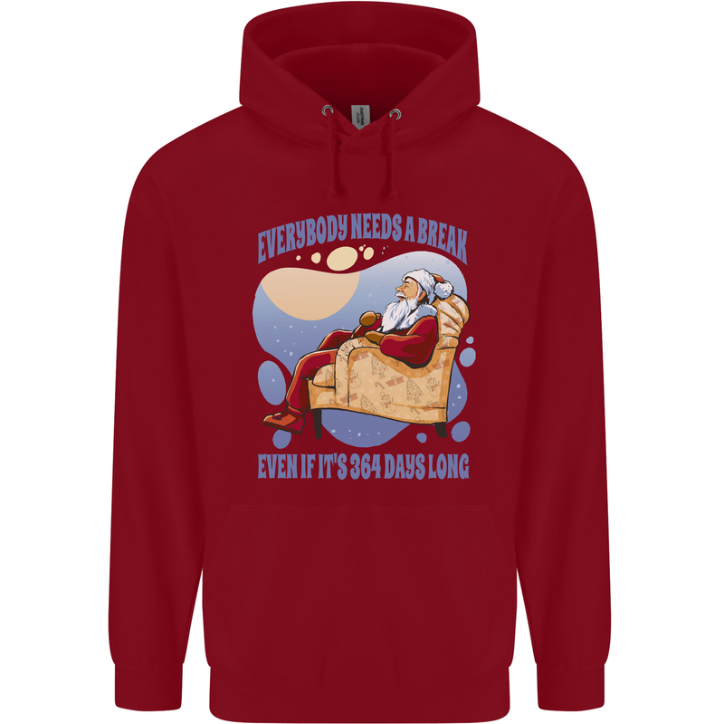 Christmas Santa Claus Needs a Break Xmas Childrens Kids Hoodie Red