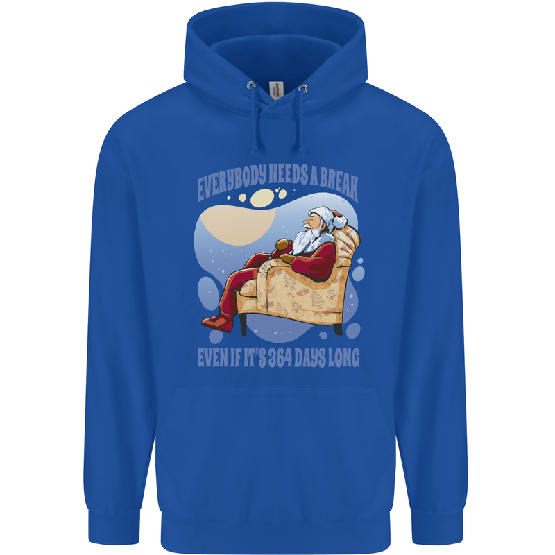 Christmas Santa Claus Needs a Break Xmas Childrens Kids Hoodie Royal Blue