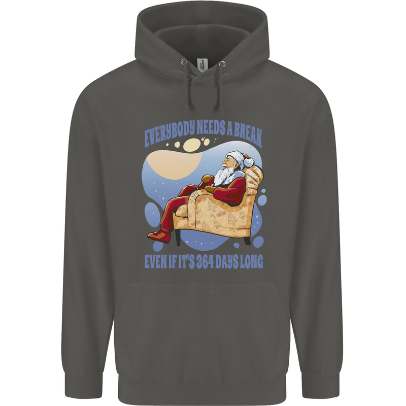 Christmas Santa Claus Needs a Break Xmas Childrens Kids Hoodie Storm Grey