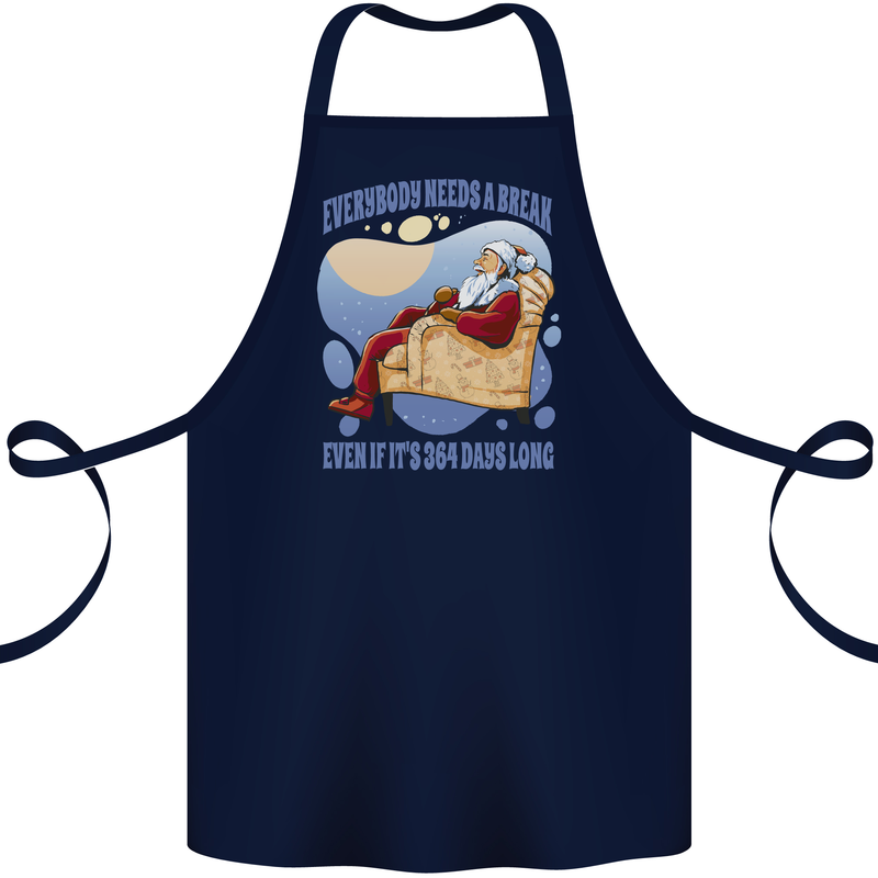 Christmas Santa Claus Needs a Break Xmas Cotton Apron 100% Organic Navy Blue