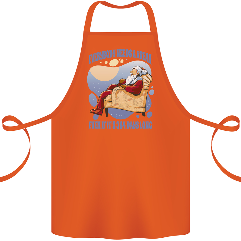 Christmas Santa Claus Needs a Break Xmas Cotton Apron 100% Organic Orange