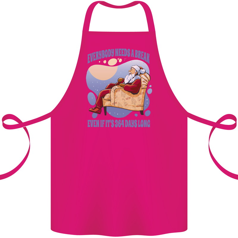 Christmas Santa Claus Needs a Break Xmas Cotton Apron 100% Organic Pink