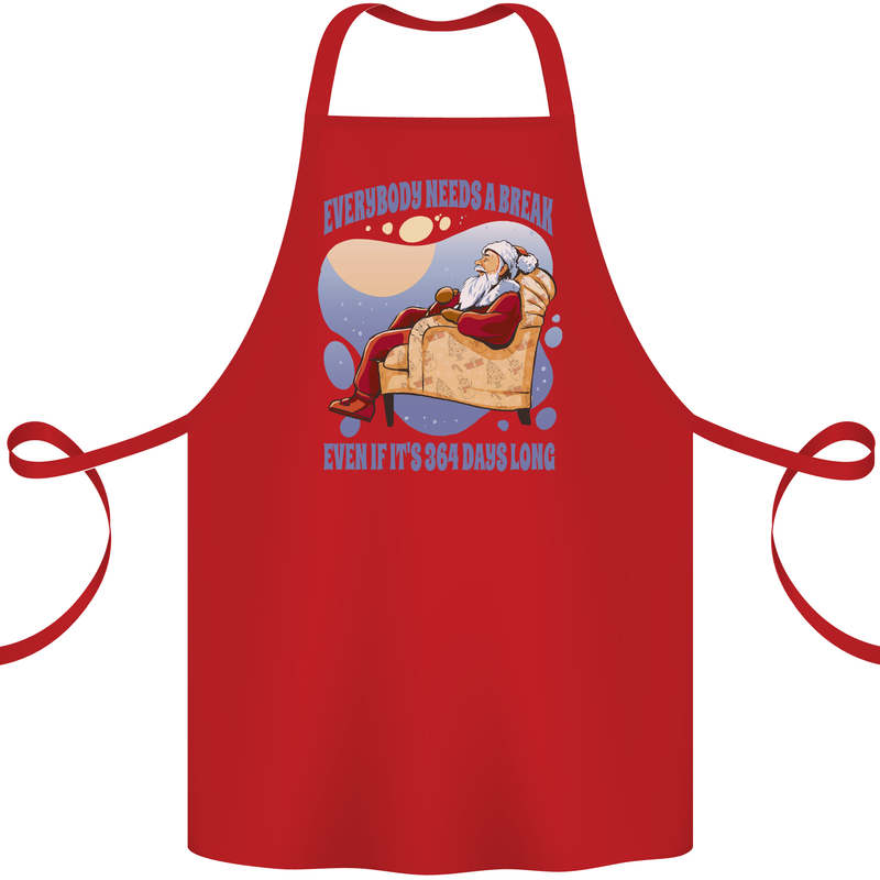 Christmas Santa Claus Needs a Break Xmas Cotton Apron 100% Organic Red