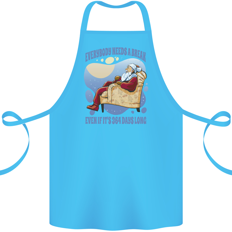 Christmas Santa Claus Needs a Break Xmas Cotton Apron 100% Organic Turquoise