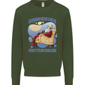 Christmas Santa Claus Needs a Break Xmas Kids Sweatshirt Jumper Forest Green