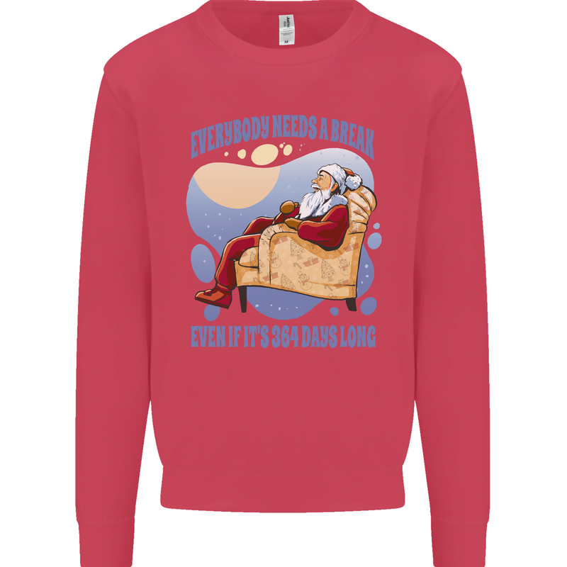 Christmas Santa Claus Needs a Break Xmas Kids Sweatshirt Jumper Heliconia