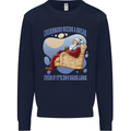 Christmas Santa Claus Needs a Break Xmas Kids Sweatshirt Jumper Navy Blue