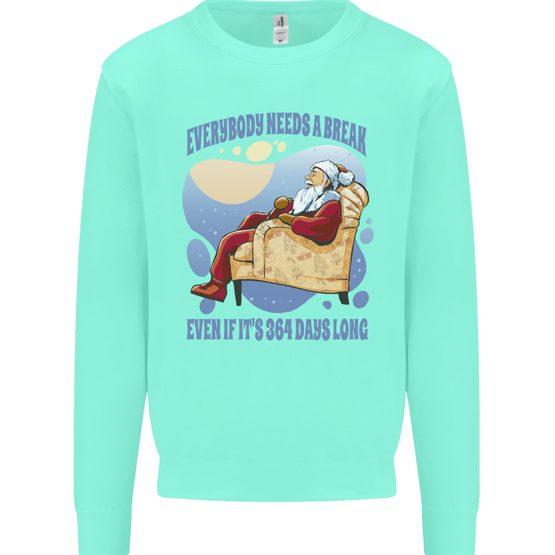 Christmas Santa Claus Needs a Break Xmas Kids Sweatshirt Jumper Peppermint