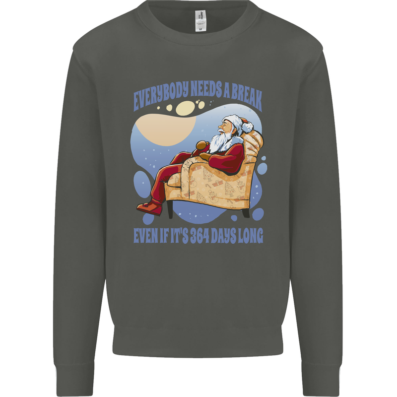 Christmas Santa Claus Needs a Break Xmas Kids Sweatshirt Jumper Storm Grey