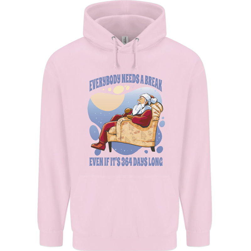 Christmas Santa Claus Needs a Break Xmas Mens 80% Cotton Hoodie Light Pink
