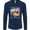 Christmas Santa Claus Needs a Break Xmas Mens Long Sleeve T-Shirt Navy Blue