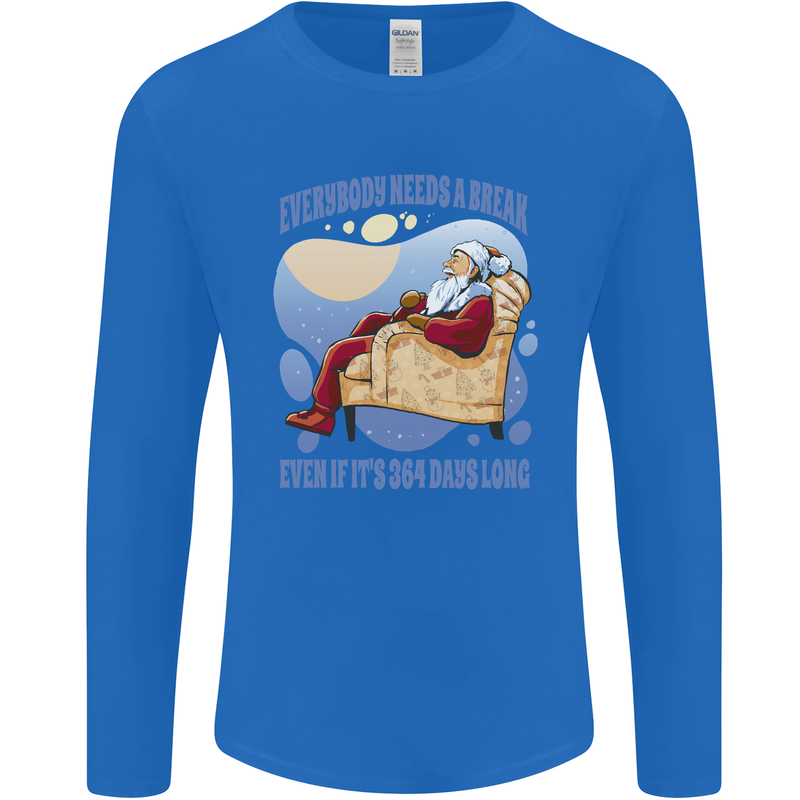 Christmas Santa Claus Needs a Break Xmas Mens Long Sleeve T-Shirt Royal Blue