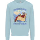 Christmas Santa Claus Needs a Break Xmas Mens Sweatshirt Jumper Light Blue