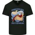 Christmas Santa Claus Needs a Break Xmas Mens V-Neck Cotton T-Shirt Black