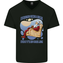 Christmas Santa Claus Needs a Break Xmas Mens V-Neck Cotton T-Shirt Black